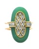 Green Jadeite and Diamond Lattice Motif Ring